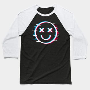 Glitch Face Dead Happy Baseball T-Shirt